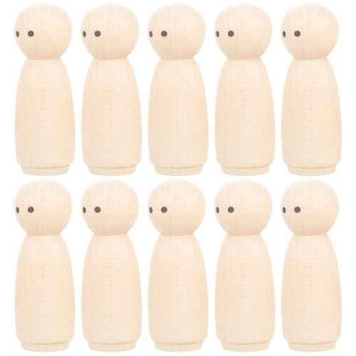 PLAFOPE 10 Stück Teiliges Unvollendete Holzpüppchen zum Bemalen Naturbelassene Holzfiguren mit Glatter Oberfläche Kindersicher DIY Holzpuppen für Kreative Malprojekte und Wohnkultur von PLAFOPE