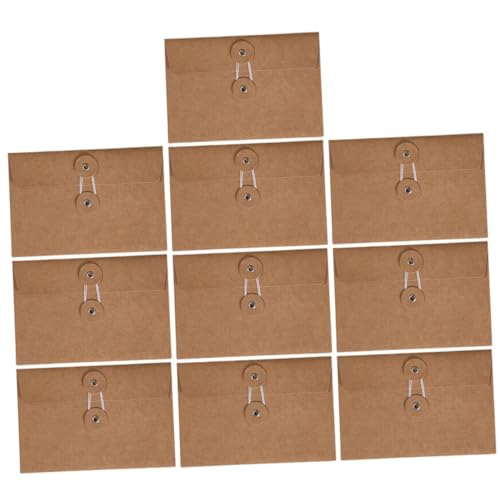 PLAFOPE 10 Stück Teiliges Vintage Kraftpapier Umschläge mit Bindeband Robuste Briefumschläge für Hochzeitseinladungen Büro Kartenaufbewahrung Praktische Geschenkumschläge von PLAFOPE