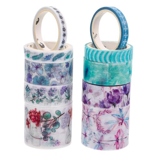 PLAFOPE 10 Stück Teiliges Washi klebeband Dekoratives Dünnes Papierklebeband für DIY Scrapbooking Vintage stil Rückstandslos Entfernbar Bunte Muster für Journaling und Geschenkverpackung von PLAFOPE