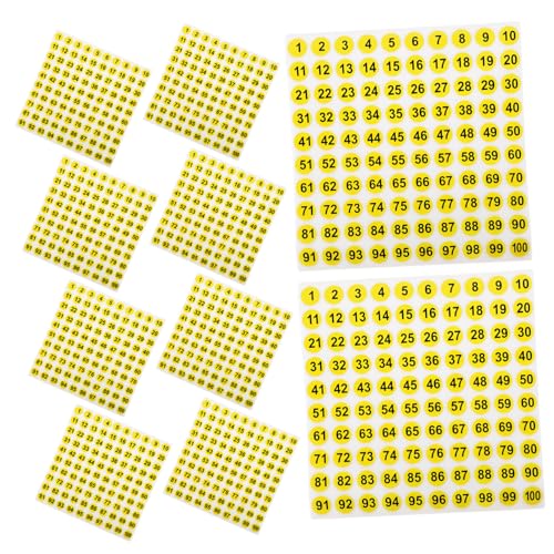 PLAFOPE 100 Blatt Selbstklebende Wasserfeste Zahlenaufkleber Rund Gelbe Fläche Schwarze Ziffern Nummerierte Etiketten zur Einfachen Kennzeichnung von Kleidung Schuhen Schränken und PLAFOPE 100 Blatt Selbstklebende Wasserfeste Zahlenaufkleber Rund Gelbe Fläche Schwarze Ziffern Nummerierte Etiketten zur Einfachen Kennzeichnung von Kleidung Schuhen Schränken und von PLAFOPE