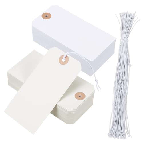 PLAFOPE 100 Stück Blanko etiketten mit Elastischem Faden Vielseitige Beschreibbare Papieranhänger für Preiskennzeichnung Versand Kleidung und Geschenkorganisation PLAFOPE 100 Stück Blanko etiketten mit Elastischem Faden Vielseitige Beschreibbare Papieranhänger für Preiskennzeichnung Versand Kleidung und Geschenkorganisation von PLAFOPE