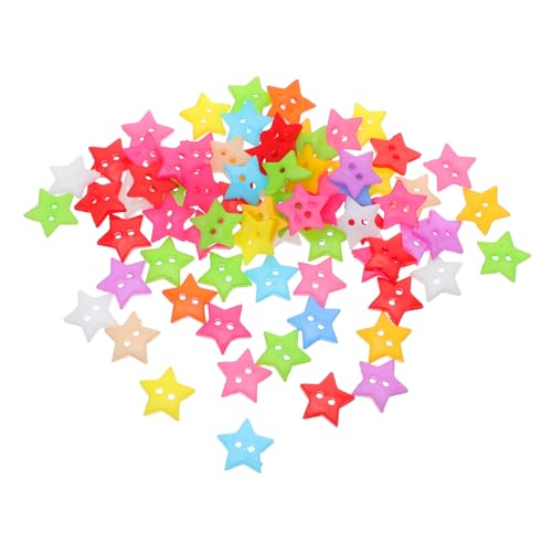 PLAFOPE 100 Stück Bunte Sternknöpfe Zwei Knöpfe für Diy Basteln Scrapbooking Kinderhandwerk Kreative Sternverzierung Langlebig und Leicht zu Nähen von PLAFOPE
