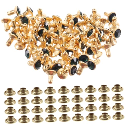 PLAFOPE 100 Stück Bunter Pack Strasssteine mit Goldener Umrandung für Diy Kleidung Schmuckdesign Nähen von Accessoires Grüne Diamanten für Kreative Dekorationen von PLAFOPE