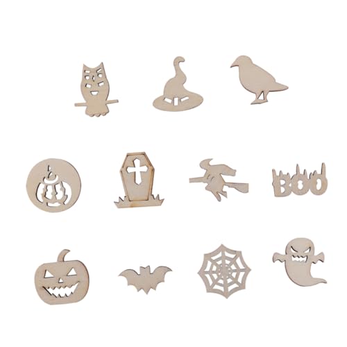 PLAFOPE 100 Stück Halloween Deko Holzscheiben Graffiti Holz Chip DIY Bastelset Naturholz für Umweltfreundlich und Sicher zum Bemalen und Dekorieren von PLAFOPE