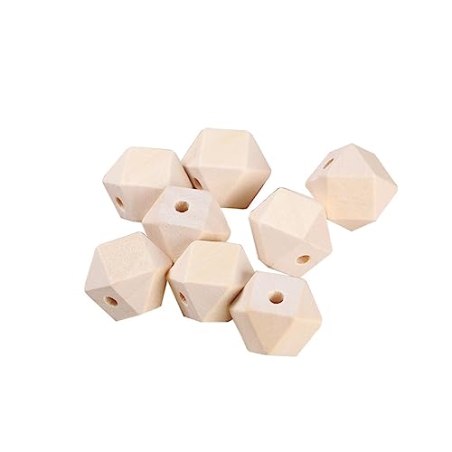 PLAFOPE 100 Stück Natürliche Unlackierte Achteckige Holzperlen DIY Spacer Perlen für Schmuckherstellung Basteln Makramee und Handwerksprojekte von PLAFOPE