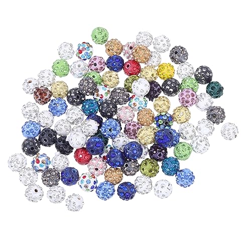 PLAFOPE 100 Stück Perlen mit Strass Lose Spacer Perlen für DIY Armbänder und Schmuckherstellung Bunte Bastelperlen für Kreative Projekte und von PLAFOPE