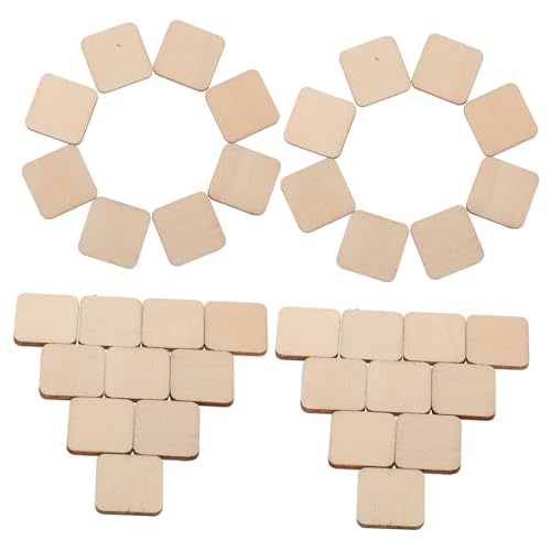 PLAFOPE 100 Stück Quadratische Naturbelassene Holzplatten aus Pappelholz Unbemalte Holzscheiben für DIY Basteln Malen Handwerk und Kinderprojekte Kreative Bastelmaterialien von PLAFOPE