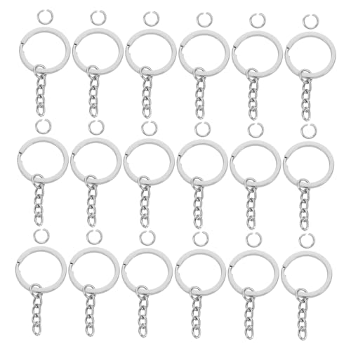 PLAFOPE 100 Stück Silberne Schlüsselringe mit Flacher Form Glieder Ketten Robuste Split Keychain Ringe Leichtes Metallanhänger Zubehör für Diy Schmuck und Schlüsselhalter von PLAFOPE
