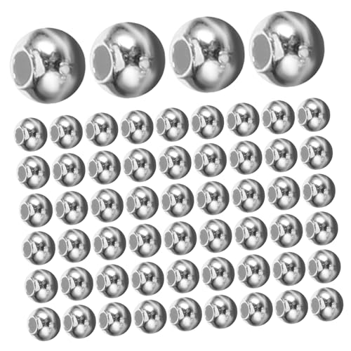 PLAFOPE 100 Stück Silberne Spacer Perlen Große DIY Metallperlen Armband Schmuckzubehör Lose Bastelperlen zum Auffädeln für Halsketten und DIY Schmuck Herstellung PLAFOPE 100 Stück Silberne Spacer Perlen Große DIY Metallperlen Armband Schmuckzubehör Lose Bastelperlen zum Auffädeln für Halsketten und DIY Schmuck Herstellung von PLAFOPE