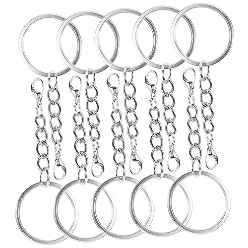 PLAFOPE 100 Stück Teiliges Metall Schlüsselanhänger mit Karabinerhaken Robuster Schlüsselring mit Kette Korrosionsbeständig Vielseitig für DIY Schmuckherstellung und Schlüsselaufbewahrung von PLAFOPE