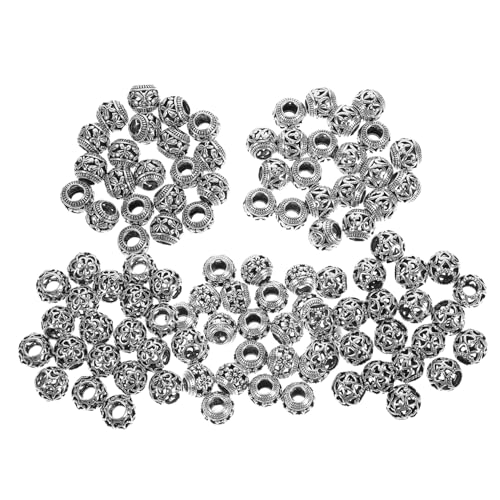 PLAFOPE 100 Stück Teiliges Metall Spacer Perlen mit Großem Loch Hohl rund Einfach Auffädelbar Vielseitig für DIY Armbänder und Halsketten Stilvolle Schmuckperlen für Individuelle Designs PLAFOPE 100 Stück Teiliges Metall Spacer Perlen mit Großem Loch Hohl rund Einfach Auffädelbar Vielseitig für DIY Armbänder und Halsketten Stilvolle Schmuckperlen für Individuelle Designs von PLAFOPE