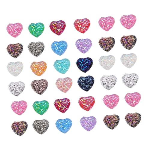 PLAFOPE 100 Stück Teiliges Resin Herzförmige Patches Selbstklebend Bunte DIY Schmucksteine Flache Rückseite Für Basteln Schmuckherstellung Und Dekoration von PLAFOPE