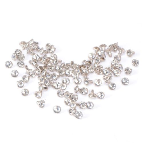PLAFOPE 100 Stück Teiliges Weiße Strassnieten Metall Rivets mit Kristall Diamante Langlebige DIY Schmucknieten für Kleidung Leder Taschen Schuhe Einfache Installation Modische Punk Spikes von PLAFOPE