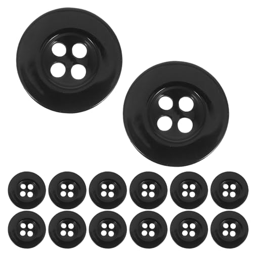 PLAFOPE 100 Stück schwarze runde Knöpfe: 4 Löcher, Bastelharzknöpfe zum Nähen – 1,8 cm große Kleidungs-Outfit-Verschlüsse für Hemden, Anzüge, Mäntel und Pullover PLAFOPE 100 Stück schwarze runde Knöpfe: 4 Löcher, Bastelharzknöpfe zum Nähen – 1,8 cm große Kleidungs-Outfit-Verschlüsse für Hemden, Anzüge, Mäntel und Pullover von PLAFOPE