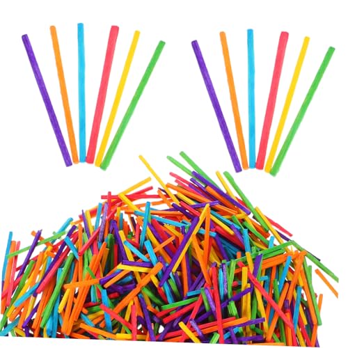 PLAFOPE 1000 Stück Teiliges Bunte Kleine Holzstäbchen für Bastelarbeiten Glatte Holzstäbe für DIY Kunst Kinderhandwerk Modellbau Kreative Projekte Leicht Robust und Vielseitig Einsetzbar von PLAFOPE