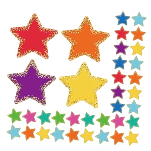 PLAFOPE 108 Blatt Bunte Stern Ausschnitte mit Punktbordüre für Pinnwand Klassenzimmerdekoration Teiliges aus Langlebigem Kartonpapier für DIY Bastelprojekte Schulprojekte und Heimdekor von PLAFOPE