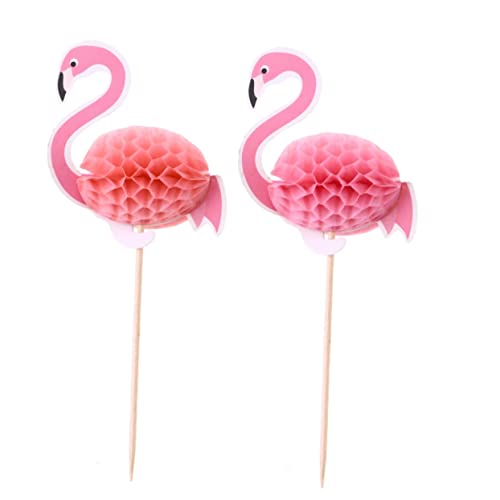PLAFOPE 10St 3D-Flamingo-Topper tatsächl put Set Hawaii-Flamingo-Topper Geburtstagskuchen Dekor Cupcakes Topper aus Flamingopapier 3D-Flamingo-Kuchen-Picks dreidimensional Zylinder Plugin von PLAFOPE