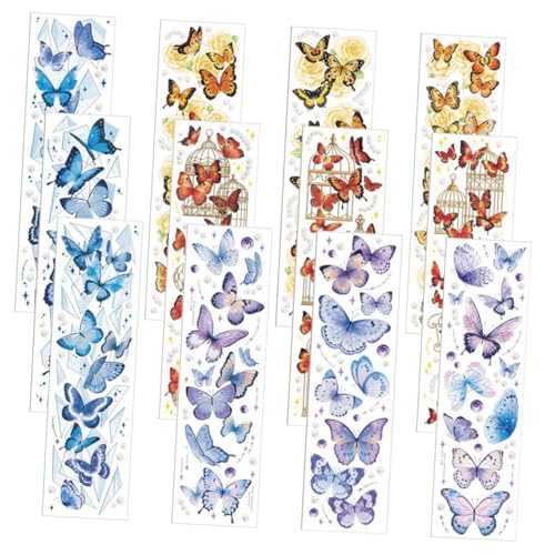 PLAFOPE 12 Blatt Retro Scrapbook Schmetterling Sticker DIY Dekoratives Journal Material Vintage Musterpapier für Tagebuch Notebook Basteln Zubehör von PLAFOPE