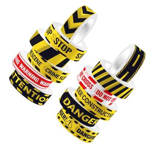 PLAFOPE 12 Rollen Selbstklebendes Washi Tape mit Warnlinienmuster Transparentes DIY Bastelband für Scrapbooking Planer und Dekoration Leicht Abreißbar Haftstark Rückstandsfrei Vielseitig von PLAFOPE
