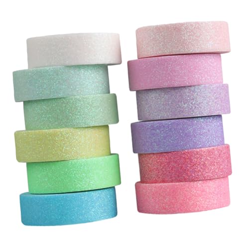 PLAFOPE 12 Rollen Washi Tape Candy Color Bastelband DIY Scrapbooking Klebeband für Planer Journal Geschenkverpackung Kreative Büro Schulmaterialien von PLAFOPE