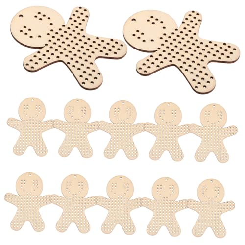 PLAFOPE 12 Stück Teiliges DIY Holz Kreuzstich Anhänger Lebkuchenmann Form Naturbelassene Holzplatte Beständig gegen Ausbleichen für Stickerei Basteln Heimdekoration und Personalisierte von PLAFOPE