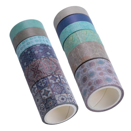 PLAFOPE 12 Stück Teiliges Retro Washi Klebeband Buntes Dekoratives Masking Tape für DIY Scrapbooking Journals Planer Vielseitig Klebend Rückstandsfrei Ablösbar von PLAFOPE