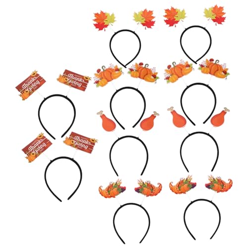 PLAFOPE 12 Stück Thanksgiving-Party-Stirnbänder – Trommelstock-Haarband – Truthahn-Kopfbedeckung – Urlaubskostüm-Haar-Accessoires für Truthahn-Kostüm, Ahornblatt-Haarreifen von PLAFOPE
