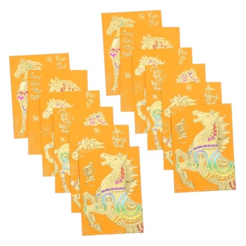 PLAFOPE 120 Stück Vietnamesische Geldumschläge Gelb Hong Bao mit Pferdemotiv Dicke Rote Umschläge für Lunar Year Frühjahrsfest Hochzeit Geburtstag Traditionelle Glückwunschkarten von PLAFOPE