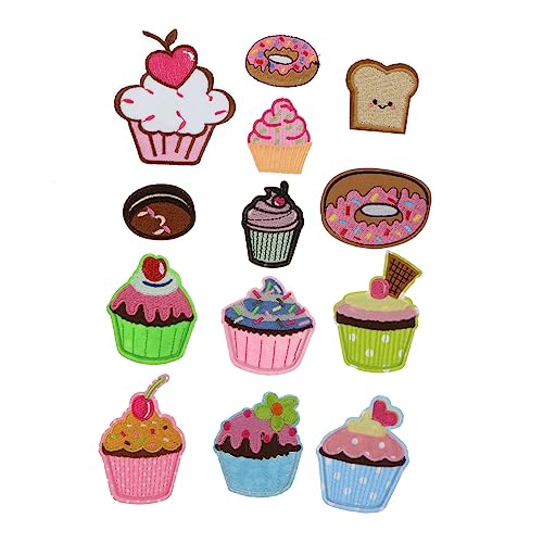 PLAFOPE 13 Stück Cupcake-Patches zum Aufbügeln auf Kuchen-Patches für - Stickerei-Abzeichen auf Kleidung PLAFOPE 13 Stück Cupcake-Patches zum Aufbügeln auf Kuchen-Patches für - Stickerei-Abzeichen auf Kleidung von PLAFOPE