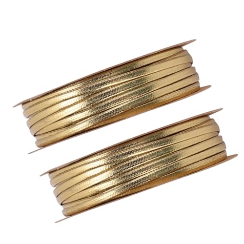 PLAFOPE 2 Rollen Goldene Polyester Kordel Schmuckband für DIY Armbänder Halsketten Bastelschnur Handwerk Alltag und Partys von PLAFOPE