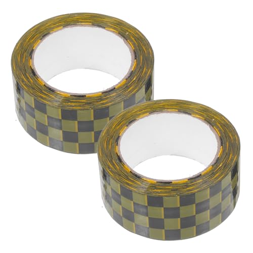 PLAFOPE 2 Rollen Packband mit Schachbrettmuster Stark Haftend Reißfest Vielseitiges Klebeband für Büro Haushalt DIY und Paketversand Modernes Design Handlich und Praktisch von PLAFOPE