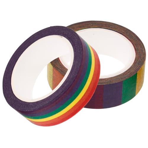 PLAFOPE 2 Rollen Regenbogen Washi Tape Buntes DIY Scrapbooking Klebeband Leicht Abreißbar Wiederverwendbar für Basteln Geschenke Foto Deko Geschenkverpackung Zubehör von PLAFOPE