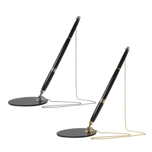 PLAFOPE 2 Sätze Metall Kugelschreiber mit Kette und Sockel Schwarz Ergonomisch für Büro Empfang Unterschriftstift mit Stifthalter für Schreibtisch und Theke PLAFOPE 2 Sätze Metall Kugelschreiber mit Kette und Sockel Schwarz Ergonomisch für Büro Empfang Unterschriftstift mit Stifthalter für Schreibtisch und Theke von PLAFOPE
