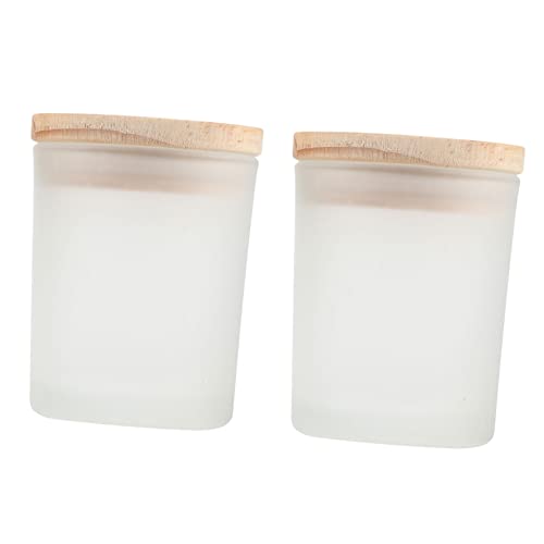 PLAFOPE 2 Stück DIY Kerzengläser aus Glas mit Holzdeckel Mattweiß Feuerhemmend zum Selbermachen von Duftkerzen für Aromatherapie und Wohnraumdekoration von PLAFOPE