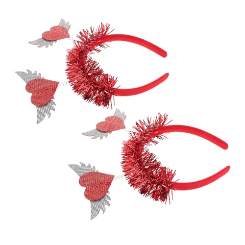 PLAFOPE 2 Stück Rotes Pailletten Haarband mit Herzform Glitzerndes Stirnband für Mädchen Valentinstag Party Accessoire Geeignet für Hochzeit Bühnenauftritt und Festliche Anlässe Teiliges von PLAFOPE