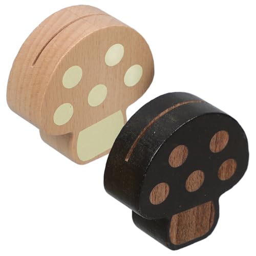PLAFOPE 2 Stück Rustikaler Holz Kartenhalter mit Pilz design Stabile Fotoclips und Tischnummernhalter für Hochzeit Geburtstag Jubiläum Vielseitig als Memo Lesezeichenhalter in Natur von PLAFOPE