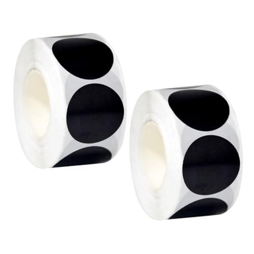 PLAFOPE 2 Stück Schwarze Wasserdichte Runde Aufkleber Selbstklebende Farbcodierungsetiketten aus Robustem Kupferdruckpapier Beschreibbar mit Je Markierungspunkten für Büro Schule und DIY von PLAFOPE