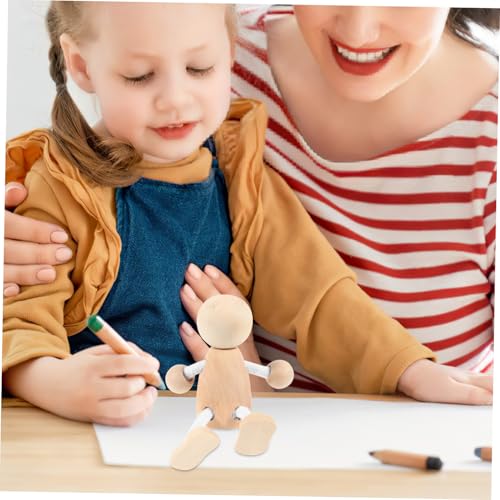PLAFOPE 2 Stück Unbemalte Holzpuppen DIY Figuren aus Robustem Glattem Holz zum Bemalen Leichte Langlebige Bastelfiguren als Pädagogisches Malspielzeug für Kreative Handwerksprojekte von PLAFOPE