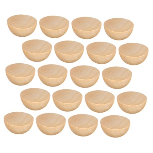 PLAFOPE 20 Stück Halbe Holzkugeln Naturbelassen Glatt Oberfläche zum Bemalen und Beizen für DIY Bastelprojekte Heimdekoration Vielseitig Einsetzbar Holzperlen für Kreativarbeiten von PLAFOPE