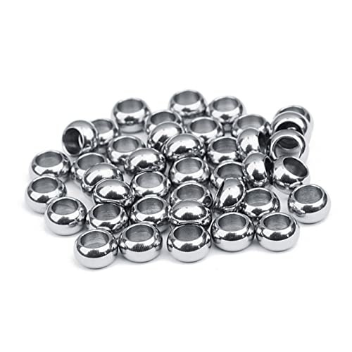 PLAFOPE 20 Stück Perlen mit Großem Loch Durchmesser Runde DIY Bastelperlen für Armbänder und Ohrringe Silberfarben Loch Kreative Schmuckzubehör von PLAFOPE