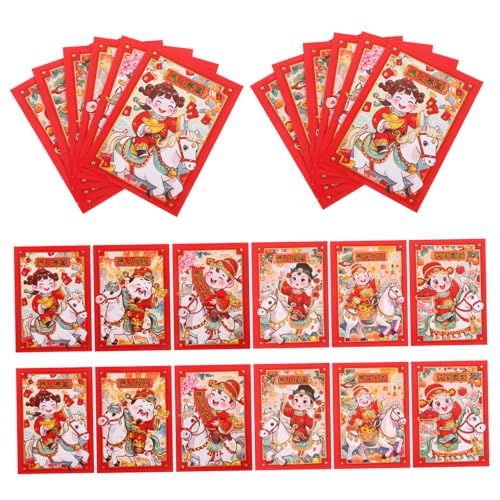 PLAFOPE 20 Stück Rote Umschläge Chinesisches Neujahr Karton Pferd Motiv Robuste Papierumschläge Glücksgott Design Für Frühlingsfest Geburtstag Hochzeit Feier von PLAFOPE