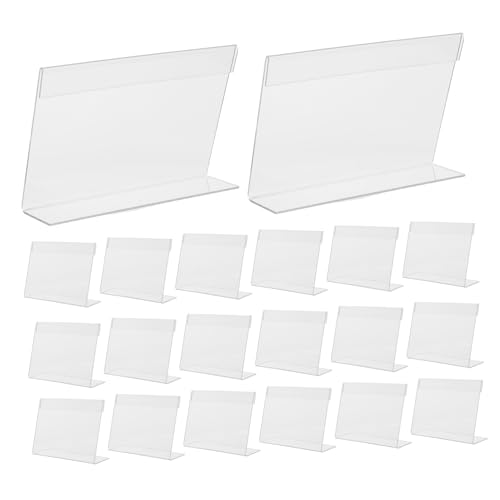 PLAFOPE 20 Stück Teiliges Acryl Form Schildhalter Transparent für Preisschilder Lebensmitteletiketten Buffet Party Effiziente Raumnutzung Stabile Aufsteller für Supermarkt Kühlschrank von PLAFOPE