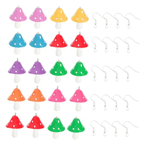 PLAFOPE 20 Stück Teiliges DIY Ohrring mit Ohrhaken und Bunten Pilz Anhängern Langlebige Schmuckzubehör für Originelles Selbermachen und Personalisierte Ohrringe PLAFOPE 20 Stück Teiliges DIY Ohrring mit Ohrhaken und Bunten Pilz Anhängern Langlebige Schmuckzubehör für Originelles Selbermachen und Personalisierte Ohrringe von PLAFOPE