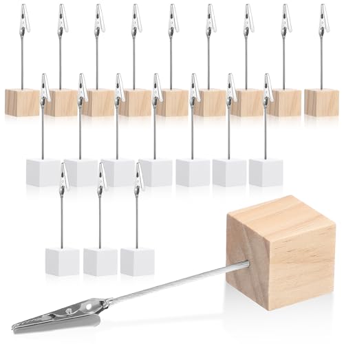 PLAFOPE 20 Stück Teiliges Holz Memo Halter mit Clips Tischkartenhalter für Fotos Notizen und Menüs für Zuhause Büro Hotel und Partys von PLAFOPE