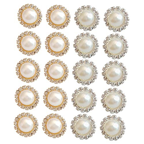 PLAFOPE 20 Stück Teiliges Perlen Gold Silber Edle DIY Schmuckperlen für Haarspangen und Ohrringe Glänzende Strassperlen für Damen für Hochzeiten Partys und Nageldesign von PLAFOPE