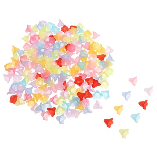 PLAFOPE 200 Stück Acryl-Blumen-Perlenkappen, bunte Glockenblumen, Abstandshalter, lose Perlen, Endkappen für Schmuckherstellung, Ohrringe, Armbänder, DIY-Handwerk von PLAFOPE