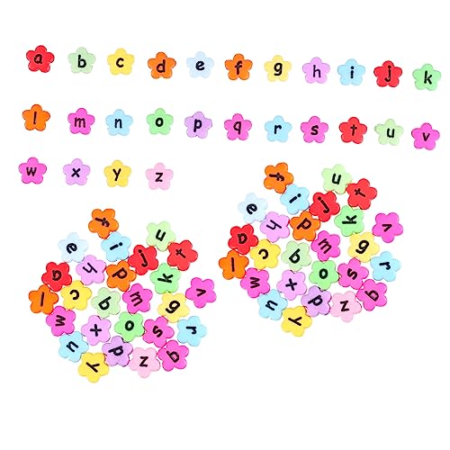 PLAFOPE 200 Stück Acryl DIY Perlen mit Farbigen Blumen und Kleinbuchstabenperlen für Armbänder Halsketten Schmuckherstellung und Personalisierte Bastelprojekte von PLAFOPE