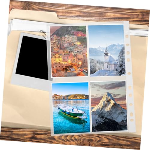 PLAFOPE 200 Stück Lochordner Hüllen PVC Klarsichthüllen Wasserfest Transparent Loseblattschutz Für Büroakte Dokumentenorganisation Kreative Ordnerfächer Practical Binder Folders von PLAFOPE