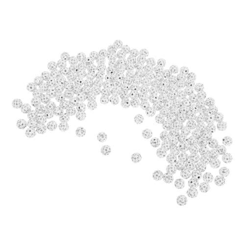 PLAFOPE 200 Stück Weiße Disco Kugel Perlen Strass für Schmuckherstellung Runde Shamballa Baseball Halsketten Armbänder Bastelperlen für Handgemachte Accessoires von PLAFOPE