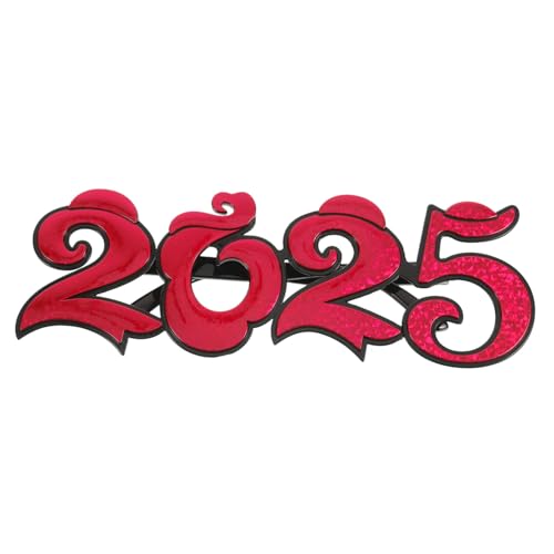 PLAFOPE 2025 Brille transparent LED Partybrillen für das neue Jahr Erwachsene trendy Lustige Brille Spaßbrille gläser Neujahrsparty-Brillen Kostümzubehör für das neue Jahr Stk rot von PLAFOPE